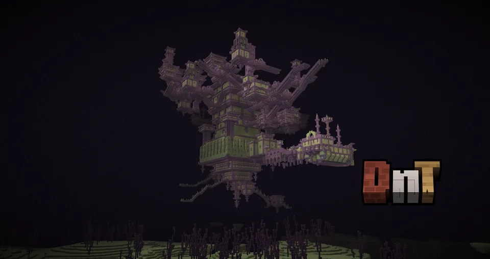 An End Castle floating among the void islands of the End dimension
